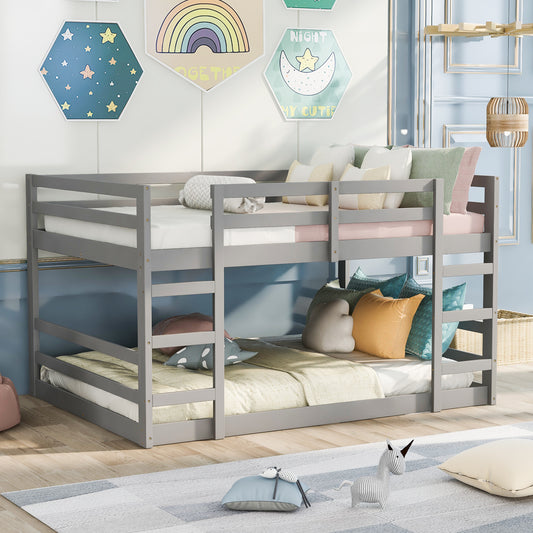 Full Over Full Bunk Bed with Ladder, Gray(OLD SKU:WF286327AAE) SolidRoot Buy Furniture USA