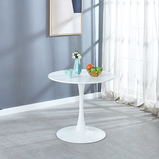 31.5'White Tulip Table Mid-century Dining Table for 2-4 people With Round Mdf Table Top, Pedestal Dining Table, End Table Leisure Coffee Table SolidRoot Buy Furniture USA
