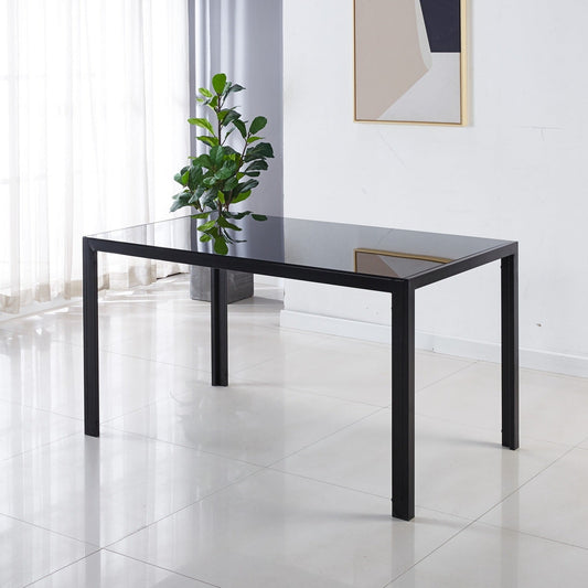 Dining Table with metal leg and glass,Modern Space Saving Kitchen Table for Living Room,black glass table,120x70x75cm,dining table,kitchen table,coffee table SolidRoot Buy Furniture USA