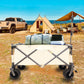 Folding Wagon, Heavy Duty Utility Beach Wagon Cart for Sand with Big Wheels, Adjustable Handle&Drink Holders for Shopping, Camping,Garden and Outdoor Livingsource