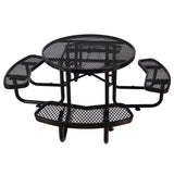 Round Outdoor Steel Picnic Table 46' black ,with umbrella pole SolidRoot Buy Furniture USA