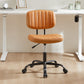 SWEETCRISPY PU Leather Low Back Task Chair Small Home Office Chair with Wheels - SolidRoot Buy Furniture USA