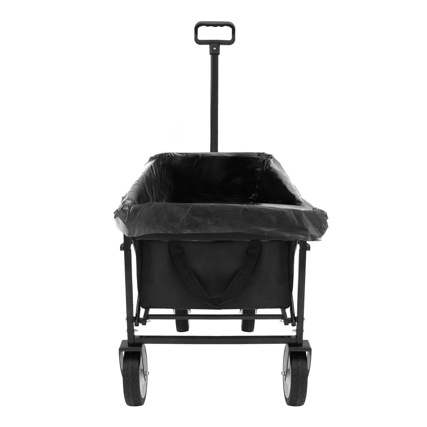 Minimeetall Multi-use Bag Collapsible Foldable Wagon Cart Beach Wagon Heavy Duty Utility Cart Utility Wagon Grocery Cart for for Camping ,3pcs  plastic Liner bag /Cover ,black