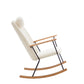 Adjustable Headrest Pillow Rocking Chair, Teddy Fabric Upholstered Glider Rocker with High Backrest, Modern Rocking Accent Chairs Comfy Side Chair for Nursery, Bedroom, Living Room (White) Livingsource