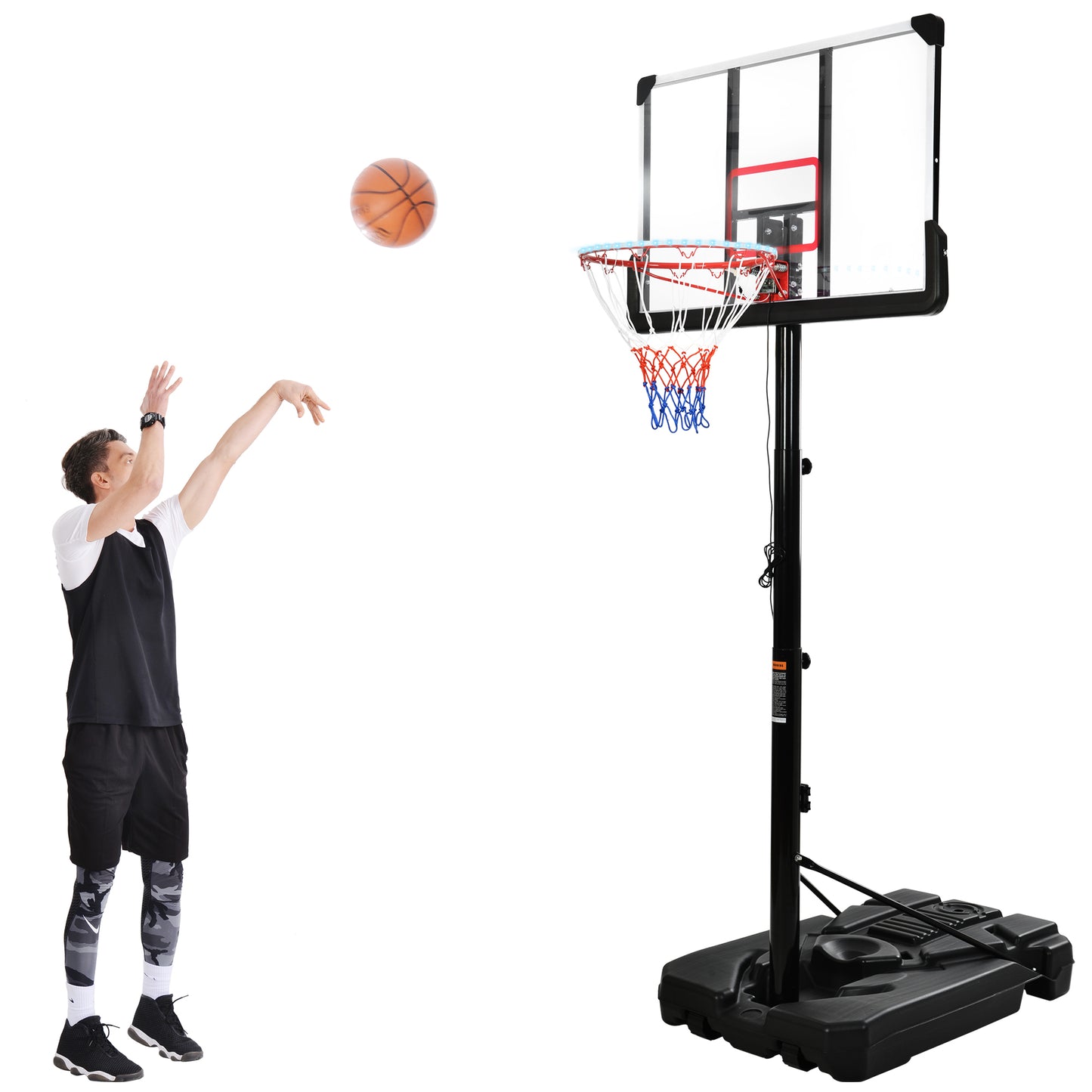 Portable Basketball Hoop Basketball System 6.6-10ft Height Adjustment for Youth Adults LED Basketball Hoop Lights, Colorful lights,Waterproof,Super Bright to Play at Night Outdoors,Good Gift for Kids