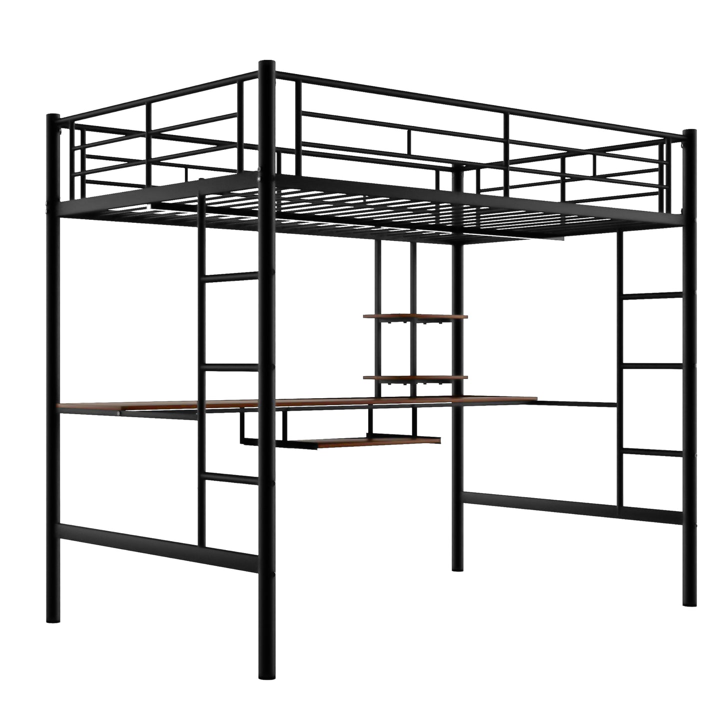 Loft Bed with Desk and Shelf , Space Saving Design,Full,Black(OLD SKU:MF199506AAB)