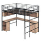 Metal Loft Bed with bookcase, desk and cabinet, Full, Black - SolidRoot Buy Furniture USA