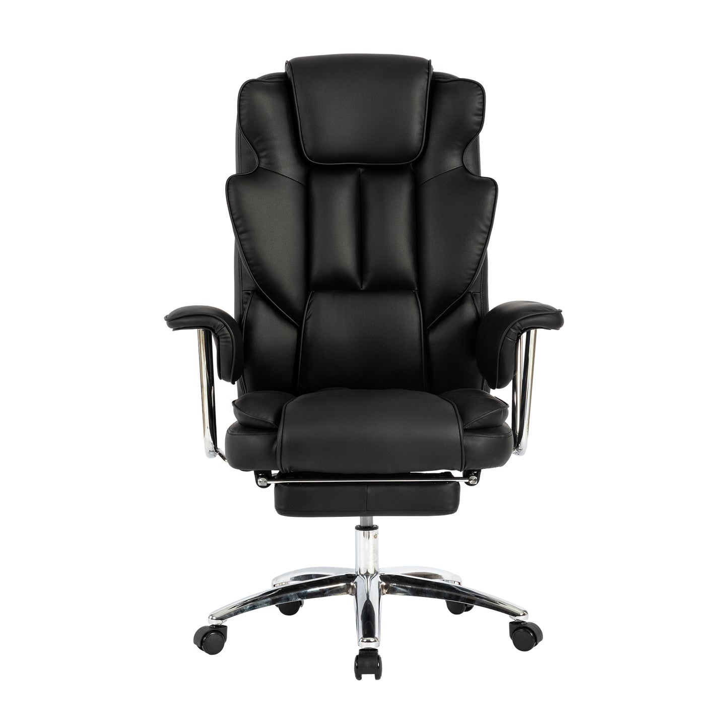 Office Chair, Big and Tall Executive Office Chair with Footrest, Leather Computer Chair, Ergonomic Reclining Chair High Back, Large Home Office Chair (Black)