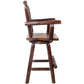 Rustic Bar Stool - Fir Wood Construction, Chair withDecorative Star Backrest, Footrest,Wide Armrest, Rustic Kitchen Stool, Tall Bistro Chair for Dining Room, Restaurant, Pub, 4-Foot,brown color Livingsource