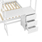 Twin over Full Bunk Bed with Built-in Desk and Three Drawers,White - SolidRoot Buy Furniture USA