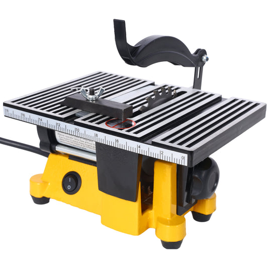 4" 90W Mini Table Saw Top Cut Off Miter Saw Multifunctional Desktop Saws w/ 3 Blades for Precision Cut Metal Wood Frame Molding Livingsource