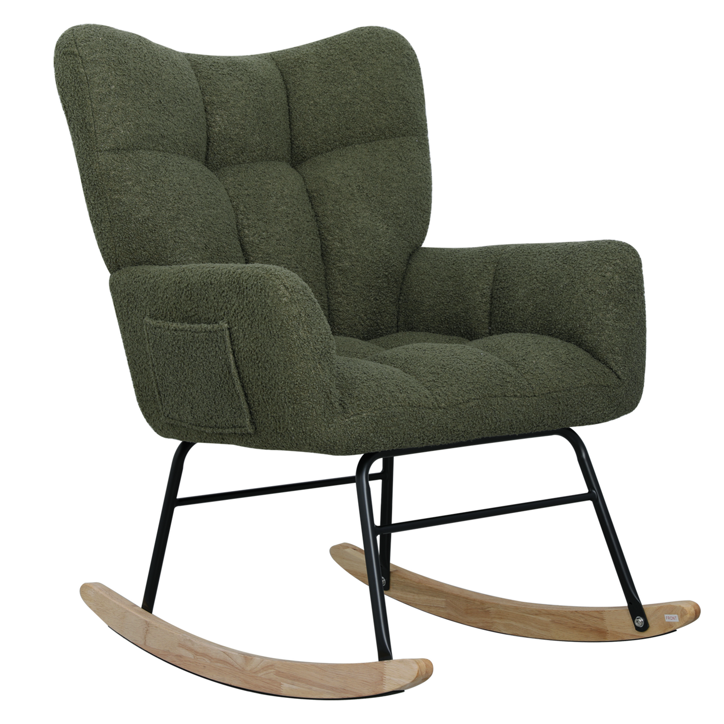 Teddy Fabric Rocking Chair, Modern Rocking Accent Chair for Nursery, Living Room, Bedroom, Deep Green