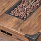 Outdoor Patio Concrete Fire table, Rectangle Gas Burning 56-Inch Fire Pit - 50,000 BTU, Wood Pattern Fire Table, Brown (Tank Cover not Included) - SolidRoot Buy Furniture USA