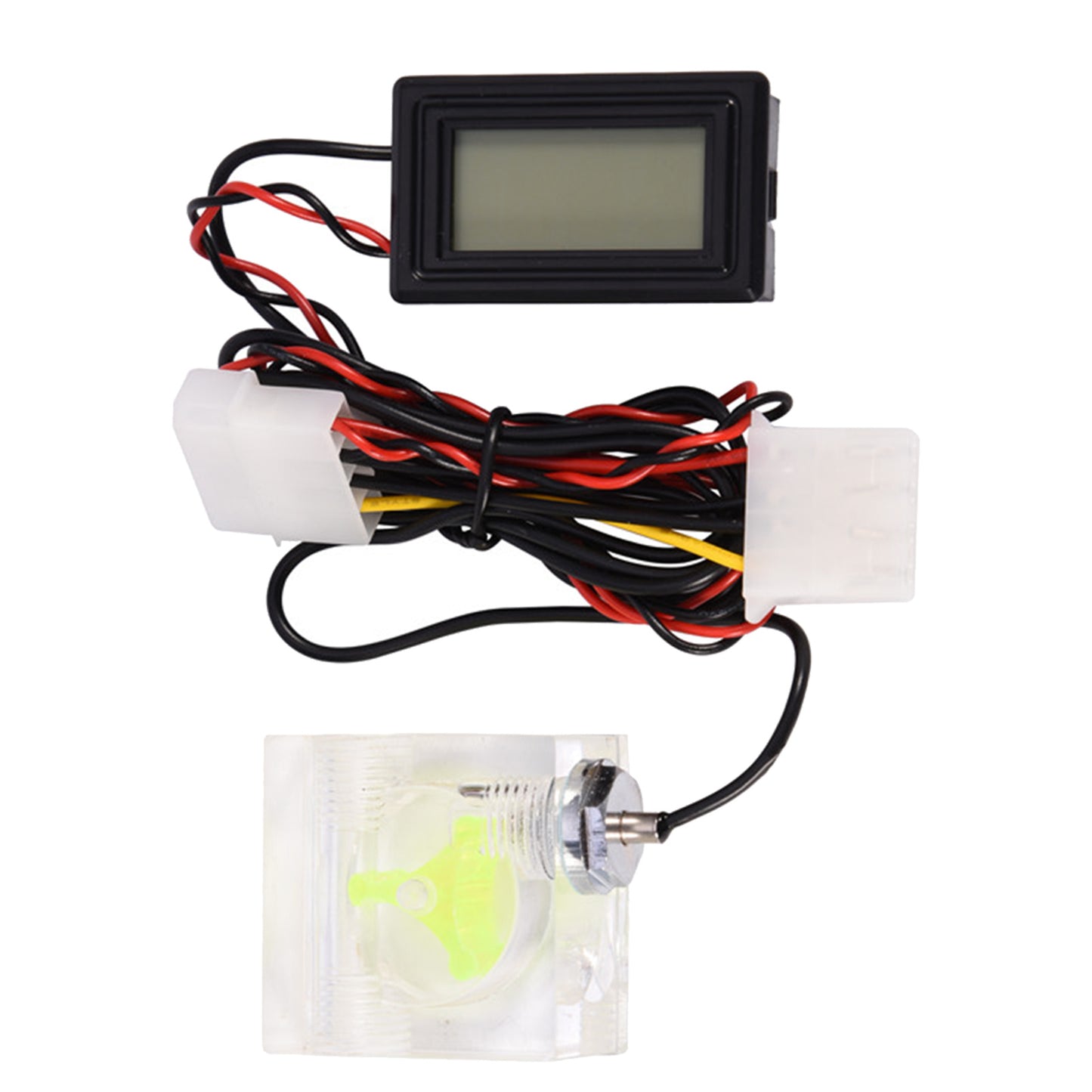 PC Computer 3-Way Flow Meter Digital Temperature Gauge for Water Cooling System Package