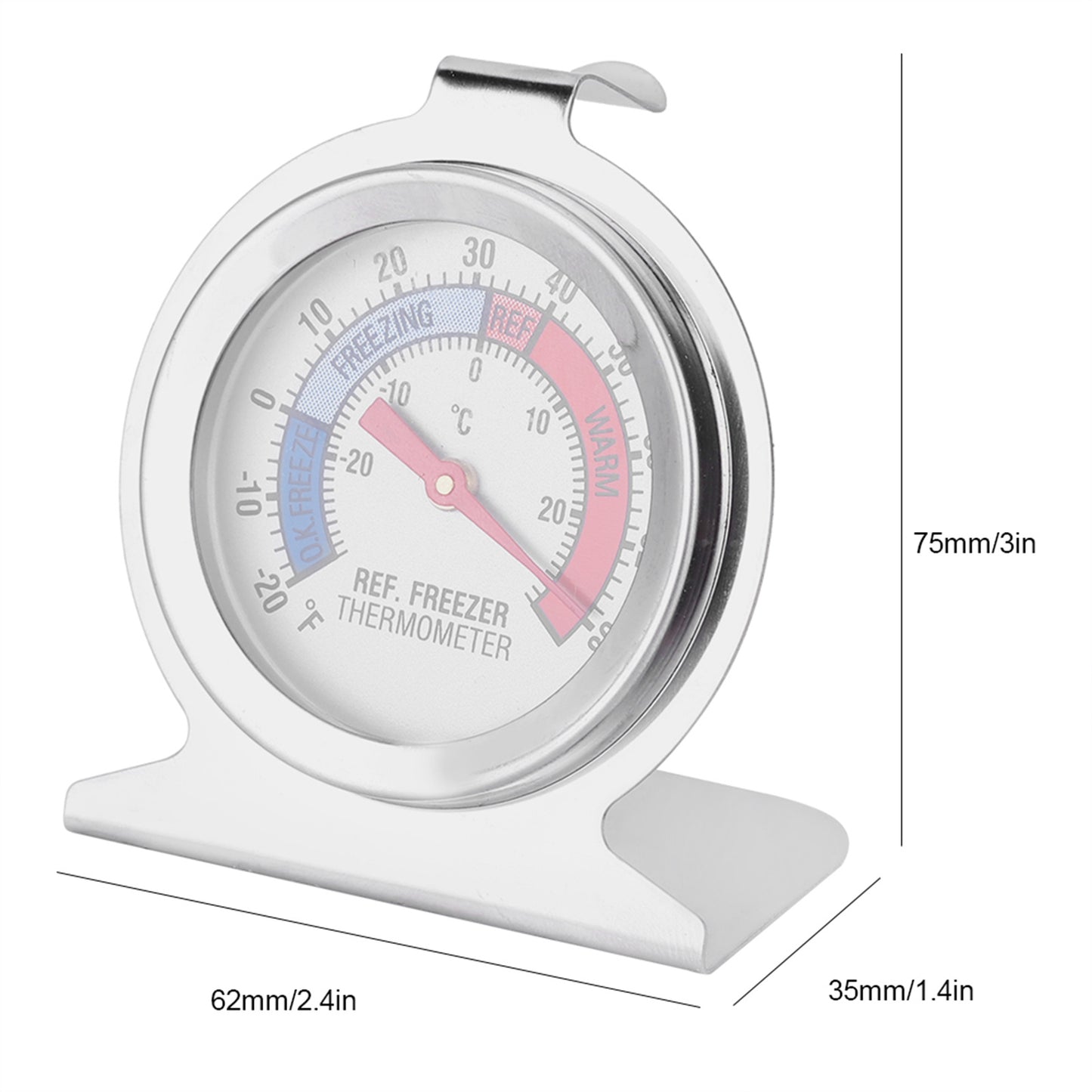 Stainless Steel Large Dial Freezer Refrigerator Thermometer Temperature Gauge Tool