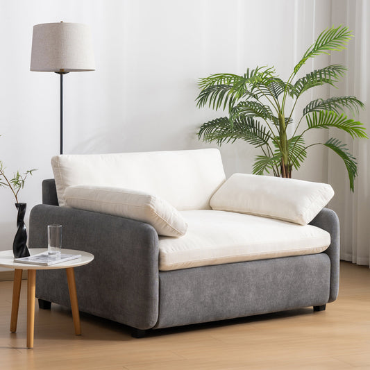 [Video]50*43" Oversized Chenille Single Sofa Chair,Wide and Deep Seat Accent Chair,Modern Upholstered Comfy Armchair,Color Blocking Couch Lounge with Pillows for Living Room,Apartment,Bedroom,3 Colors Livingsource