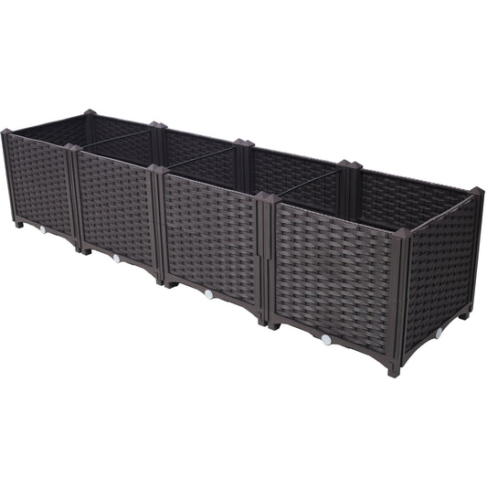 Deep Raised Garden Bed Plastic Planter Boxes for Vegetables Flowers Herbs and Succulents,Self-Watering Planter Box Raised Bed to Grow Flowers, Herbs & Vegetables, 63' L X 15.7' D X 14.7' H SolidRoot Buy Furniture USA