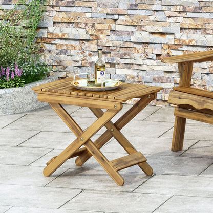 Outdoor Folding Wooden Side Table, Natural, 15'D x 22.75'W x 18.25'H SolidRoot Buy Furniture USA