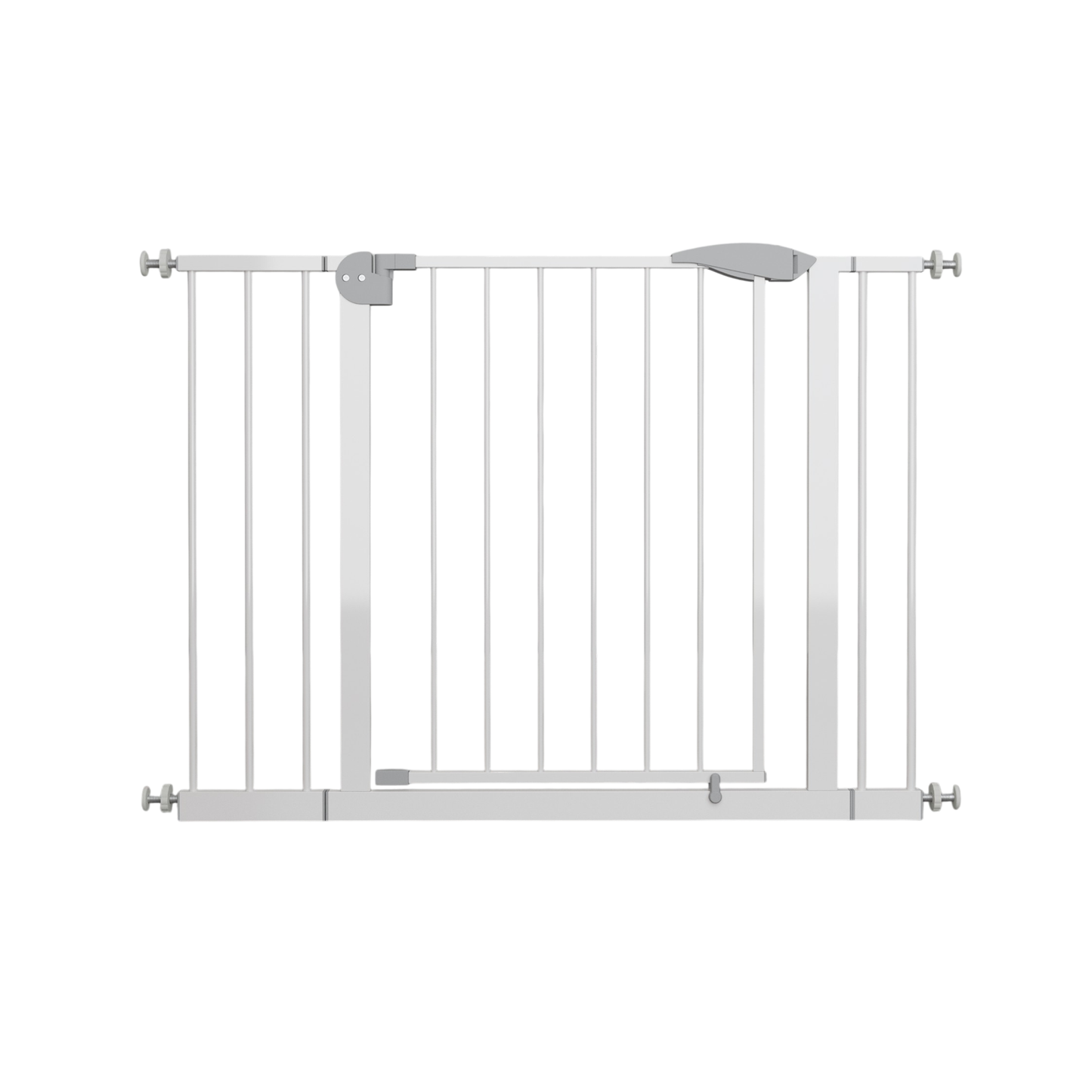 29.5-45.3" Wide Baby Gate for Stairs, Dog Gate Indoor for Doorways, No Drilling Pressure Mounted Pet Gates for Kids, Easy Walk Through Safety Gate, White