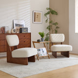 [Set of 2] Modern Beige Lounge Chair with Polyester Upholstery, Sturdy Wood Base With Walnut Finish, Minimalist and Stylish Accent Seating for Living Room, Bedroom, or Office SolidRoot Buy Furniture USA