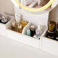 Vanity Desk with Lighted Mirror & Power Outlet, Makeup Vanity Desk with Drawers and Cabinet, Sturdy Iron Bracket, Make up Vanity Table for Bedroom, White Livingsource