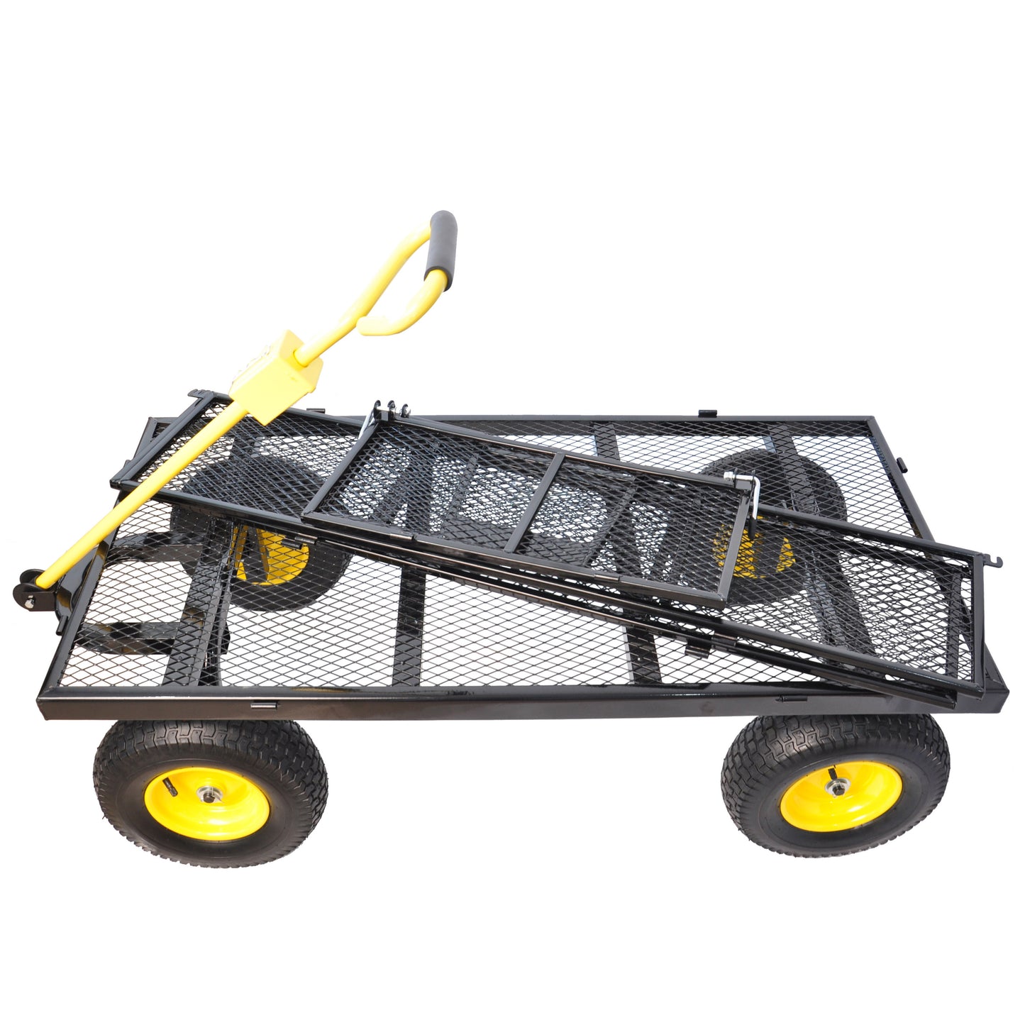 BIG  Wagon Cart Garden cart trucks make it easier to transport firewood Yellow+Black Maximum static load is 880 lbs.