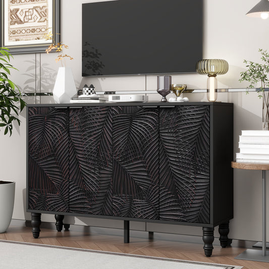 U-Can 47.2'' Modern TV Stand, Entertainment Center Media Console with 2 Spacious Storage Space, Solid Wood Legs and Anti-tip Device For Living room, Up to 43'' SolidRoot Buy Furniture USA