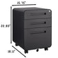3 Drawer Mobile File Cabinet Under Desk Office,Simple Style Versatile Storage Cabinet for Legal/Letter/A4 Files, 5 Wheel Design Anti-Tilting Cold Rolled Steel Waterproof Moisture-Proof Black Livingsource