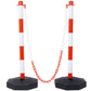 4 Pack Traffic Delineator Post Cones with Fillable Base, Adjustable Plastic Safety Barrier with 5Ft Plastic Chain, Outdoor and Indoor Crowd Control Stanchion for Traffic Control and warning W/R Livingsource