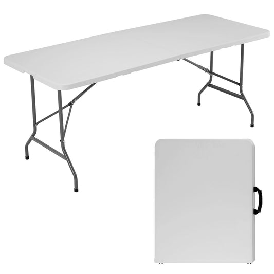 6ft Folding Table Outdoor Indoor Heavy Duty Portable Table with Carrying Handle for Camping Picnic Party