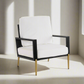 Modern Low Back White Upholstered Accent Armchair with Gold Metal Legs & Rubberwood Frame, Chic Wide Armrest Minimalist Lounge Chair with Pillow Back, Single Sofa Chair for Living Room&Balcony, White SolidRoot Buy Furniture USA