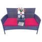 Wicker Patio Conversation Furniture Set, Outdoor Furniture Set with Removable Cushions & Table, Tempered Glass Top, Modern Rattan Bench for Garden Lawn Backyard - SolidRoot Buy Furniture USA