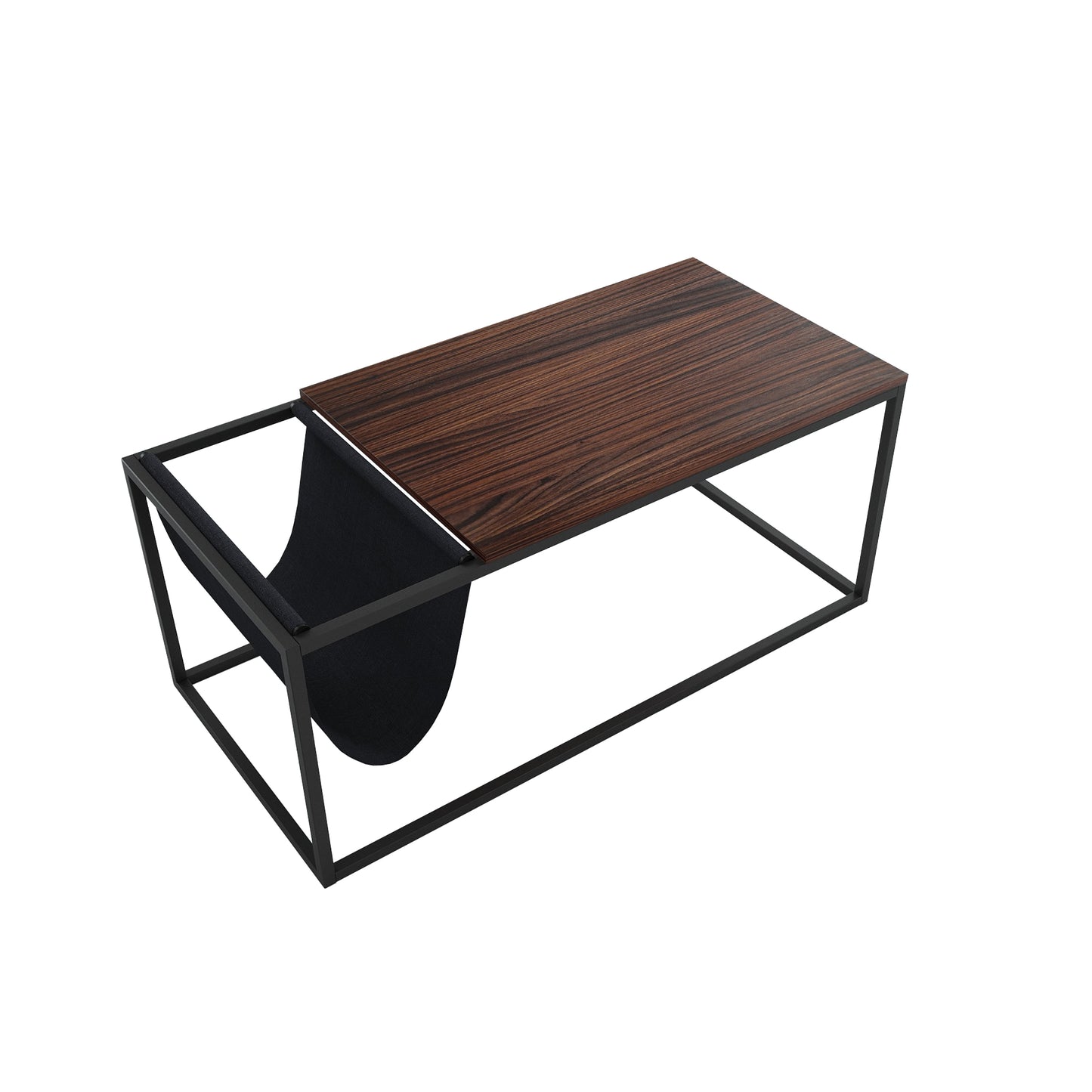 Riley Indoor  Walnut Sofa Table with Metal Frame and Canvas Hanger