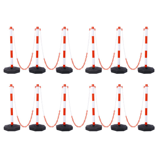 12 Pack Traffic Delineator Post Cones with Fillable Base, Adjustable Plastic Safety Barrier with 5Ft Plastic Chain, Outdoor and Indoor Crowd Control Stanchion for Traffic Control and warning W/R SolidRoot Buy Furniture USA