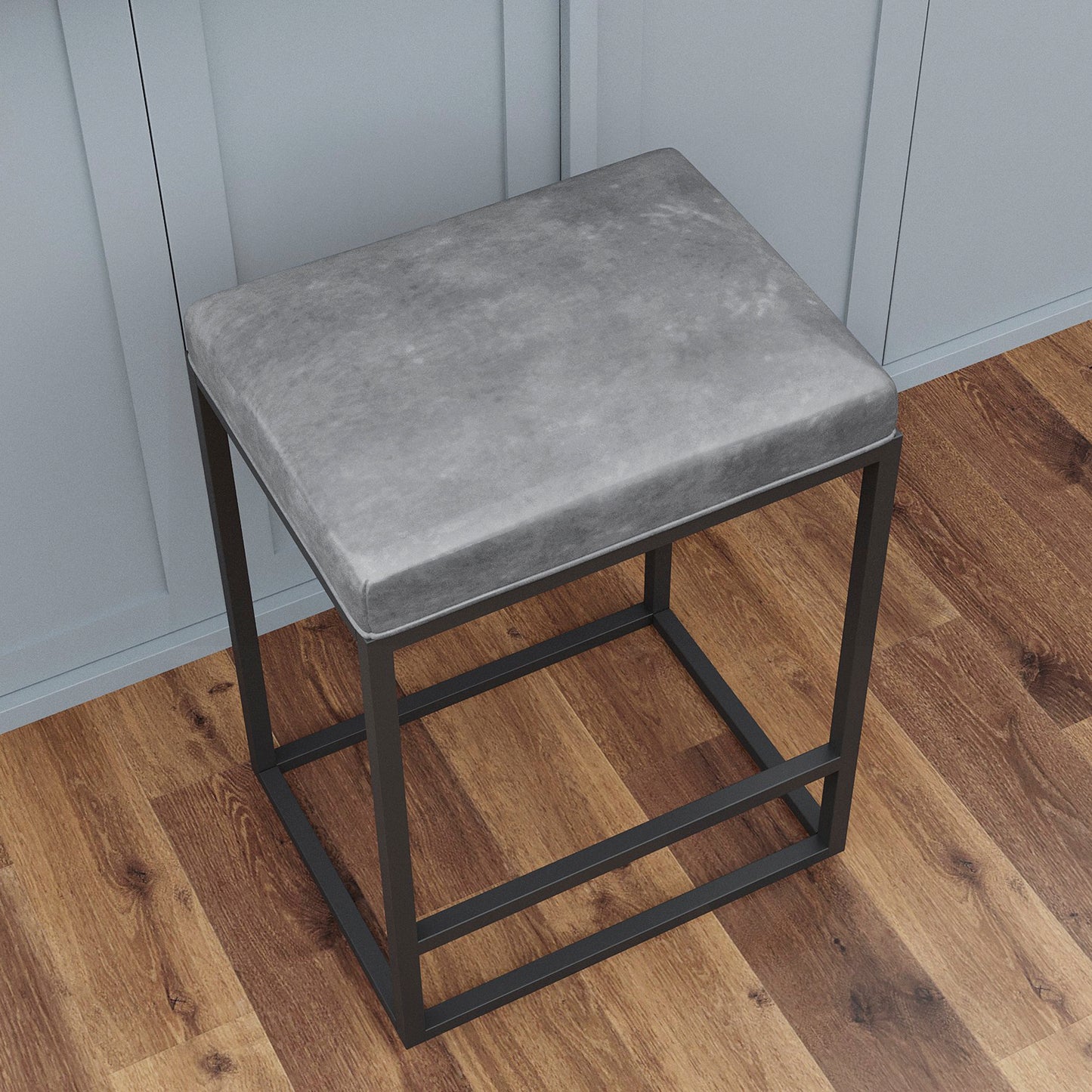 (Set of 2) Riley Indoor Grey Metal Faux Leather Bar Stools