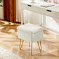 Vanity Stool Chair with Storage, Ottoman Faux Fur Soft Padded Makeup Footstools Seat with 4 Metal Legs Anti-Slip Adjustable Feet Modern,white - SolidRoot Buy Furniture USA