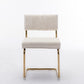 A&A Furniture,Modern Dining Chairs with Corduroy Fabric,Gold Metal Base, Accent Armless Kitchen Chairs with Channel Tufting,  Side Chairs, Set of 2, Beige Livingsource