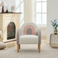 Accent Chair Sofa, Toddler Fabric with Solid Wooden Frame,Rainbow Design Livingsource