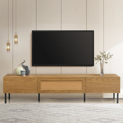 Boho TV Stand for TVs up to 80'' , Modern Farmhouse Media Console, Entertainment Center with Metal Legs, TV Cabinet for Living Room, Home Theatre SolidRoot Buy Furniture USA