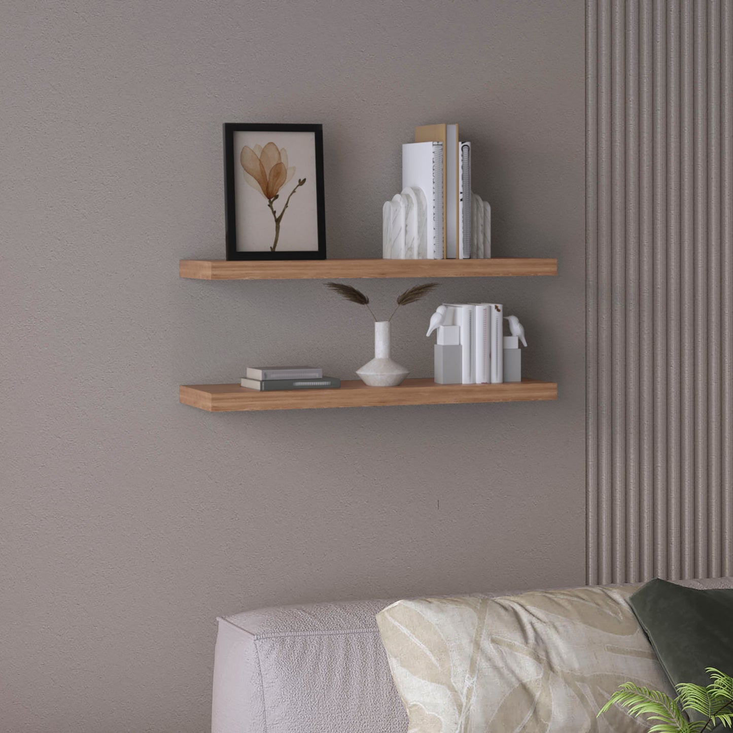 Ecco 31.5' Wide  Floating Shelves Set of 2, Shelves for Wall Decor for Bedroom, Bathroom Storage Shelves, Book Shelves for Living Room