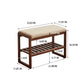 (Walnut Color) Solid Wood Shoe Bench, Beech Wood Storage Rack Organizer with High Rebound Sponge Cushion Livingsource