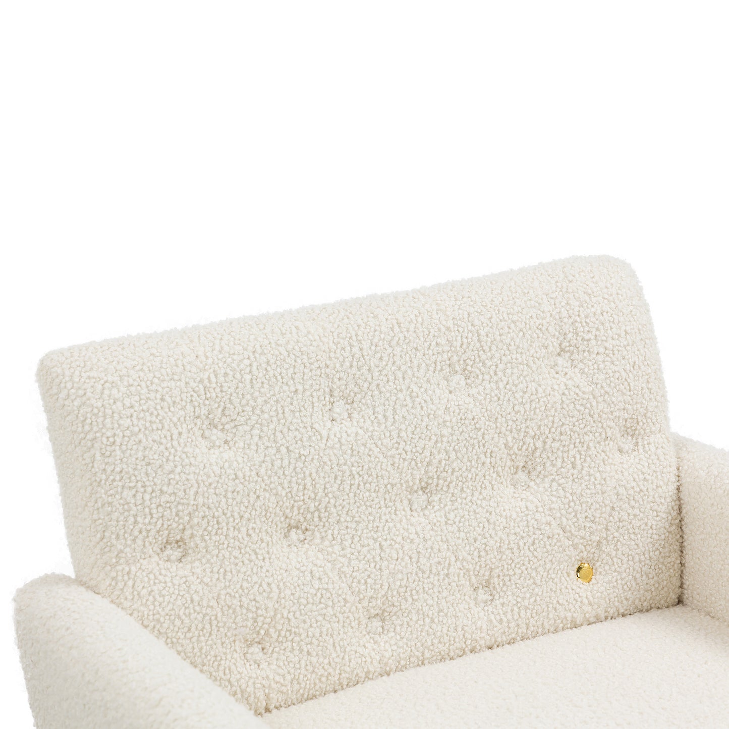 COOLMORE  Armchair Single Sofa Modern Tufted Upholstered Side Reading Chairs with Arm and Gold Metal Leg for Living Room Bedroom (White teddy )