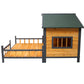Wooden Large Dog House Outdoor Double XL Dog Kennel with Elevated Floor and Porch, Weatherproof Puppy Shelter for Small and Medium Breed Dogs, Natural Livingsource
