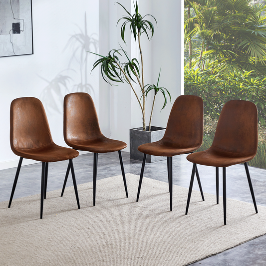 A set of 4 Suede Backrest and Metal Legs Combined Stylish Chairs -Adds an elegant touch to minimalist and Scandinavian style homes, with product dimensions of 15.5*16.3*34.5 inches.