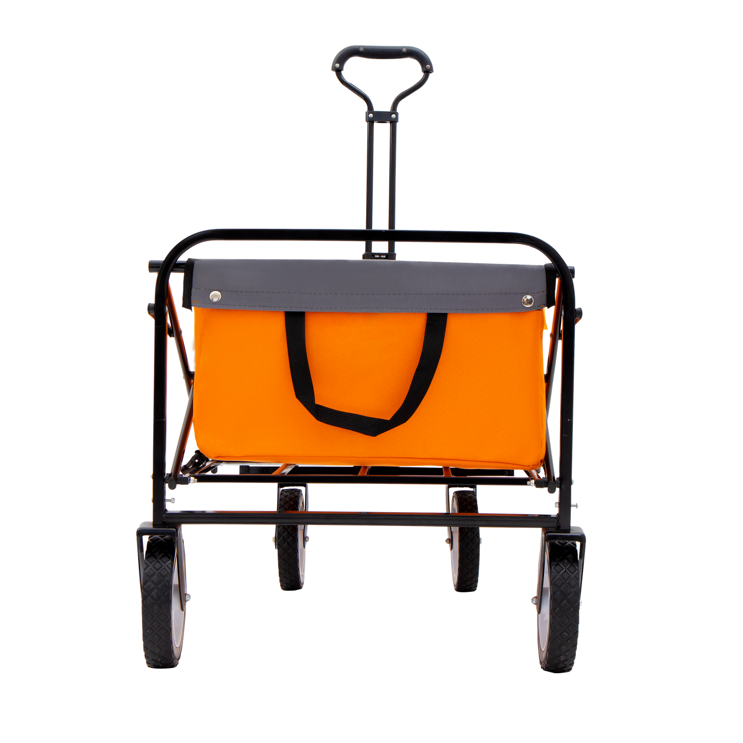 Collapsible Foldable Wagon Cart with strapping system Beach Wagon Utility Cart Utility Wagon Grocery Cart for for Camping Shopping Sports Gardeing Fishing Supports 360lbs All-Terrain Wheels orange