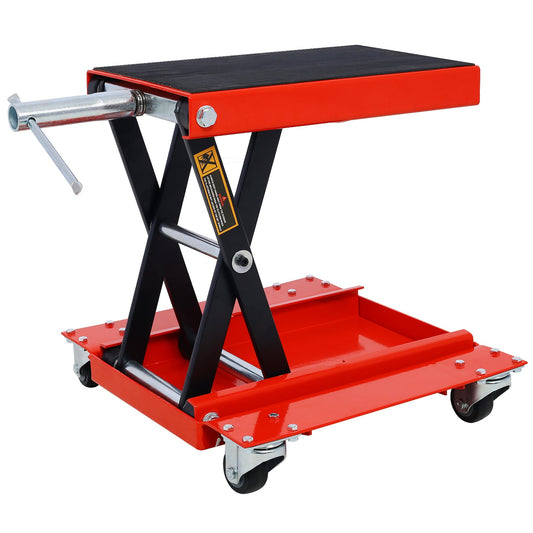 1100lb Motorcycle lift with dolly Jack,Scissor Lift Jack Wide Deck,Front Rear Center Tire Wheel Engine Stand ,Portable Bike Rack Livingsource