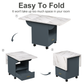 39.4" Wood Folding Dining Table with 4 Wheels, Wood Folding End Table with Wheels, Folding Dining Table with Storage Rack and 1 Drawers, Movable Kitchen Table Extendable Versatile Table Space Saving F Livingsource