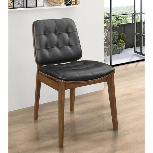 Black and Natural Walnut Tufted Back Side Chairs (Set of 2) Livingsource