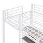 Twin Size Loft Bed with Desk and Whiteboard, Metal Loft Bed with 3 Shelves and Ladder, White - SolidRoot Buy Furniture USA