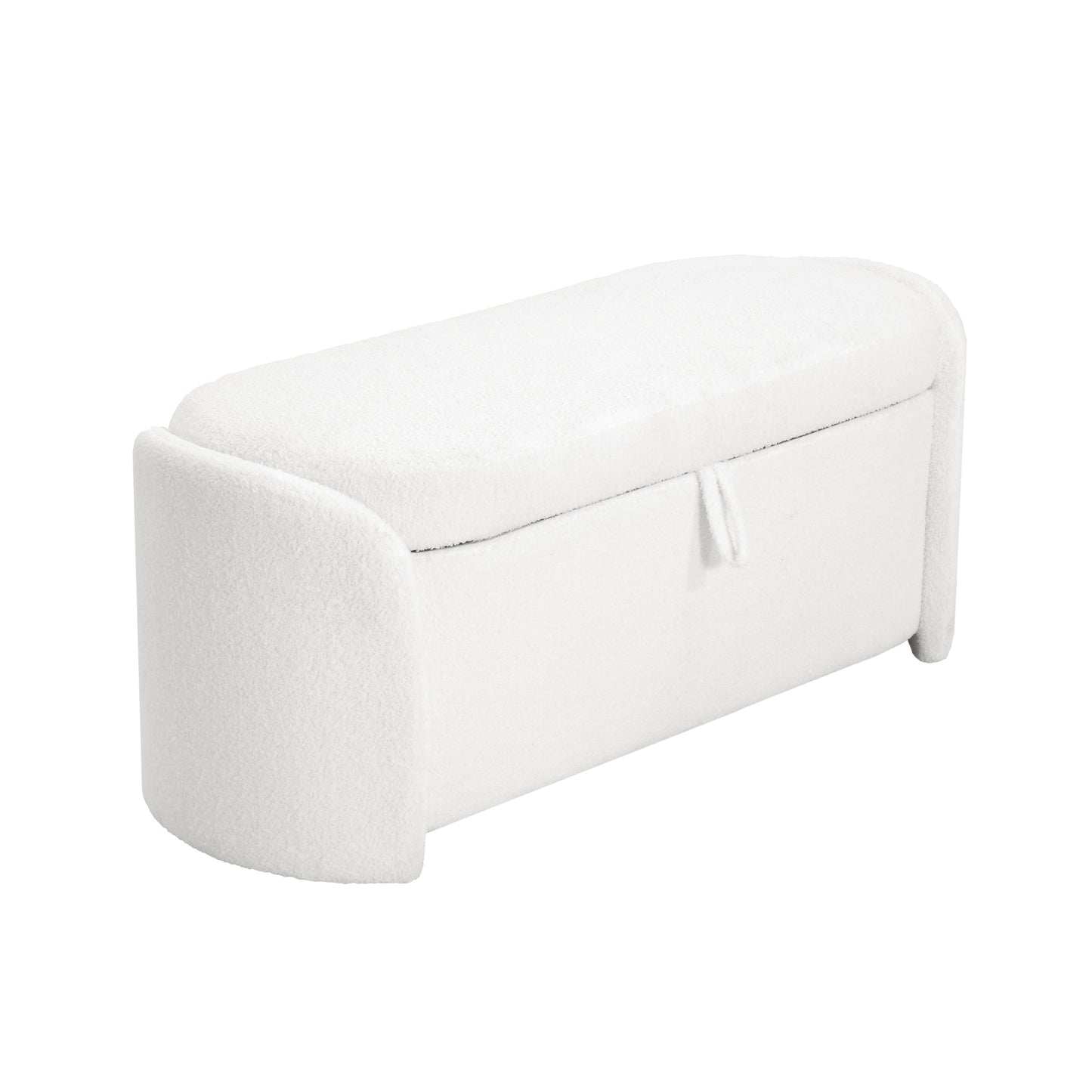 STORAGE OTTOMAN, Beige, Boucle